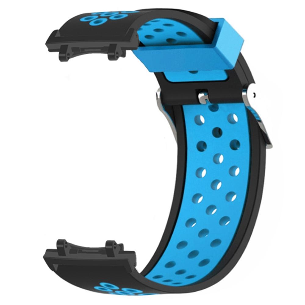 

Для Huami Amazfit T-Rex 3 Ремешок для часов Двухцветный Дышащий Силиконовый Наручный Ремешок с Коннектором Black/Blue