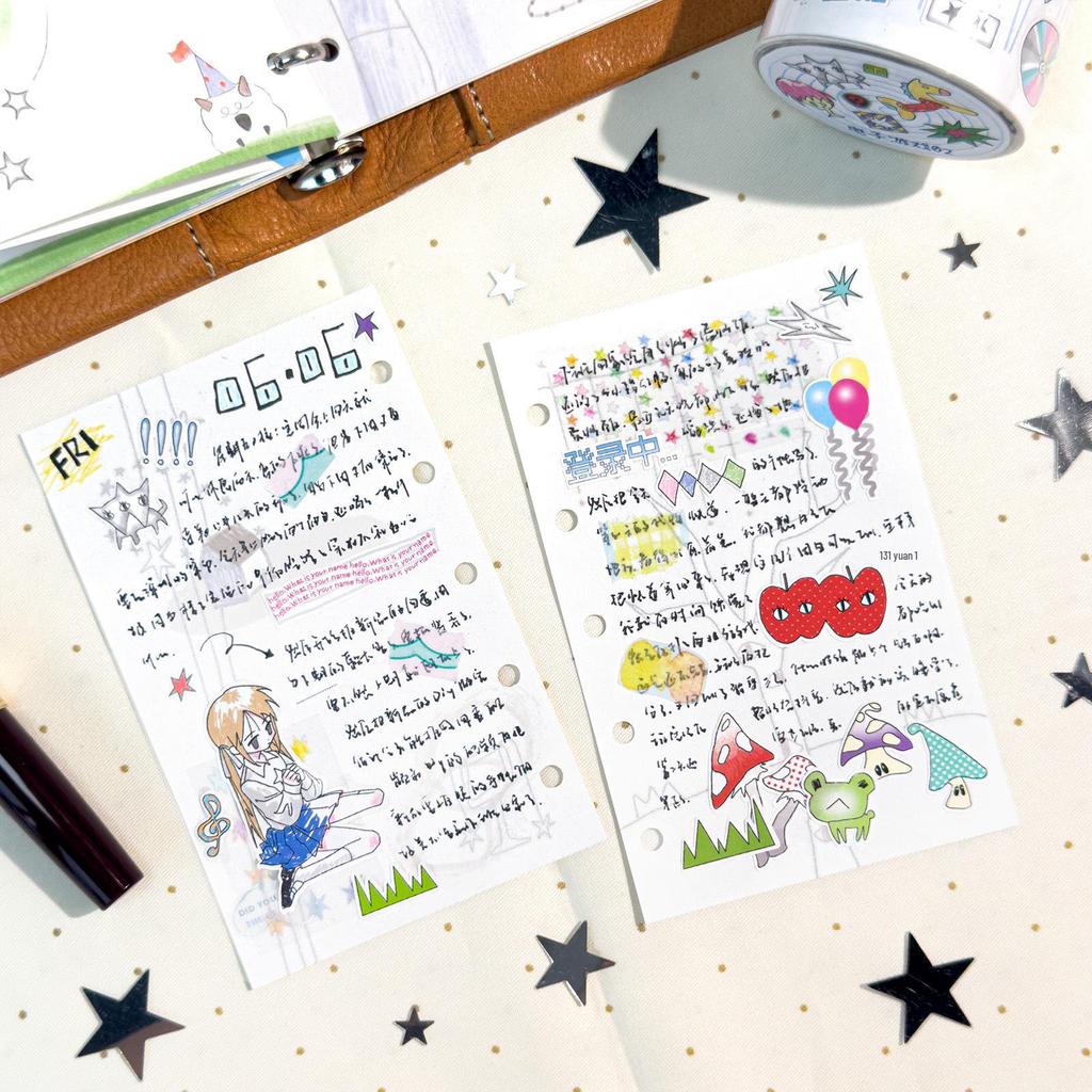AGUGU Fantasy Notebook Die-Cut PET Sticker Roll - Cute Dream Core Graffiti Glitter Adhesive Tape