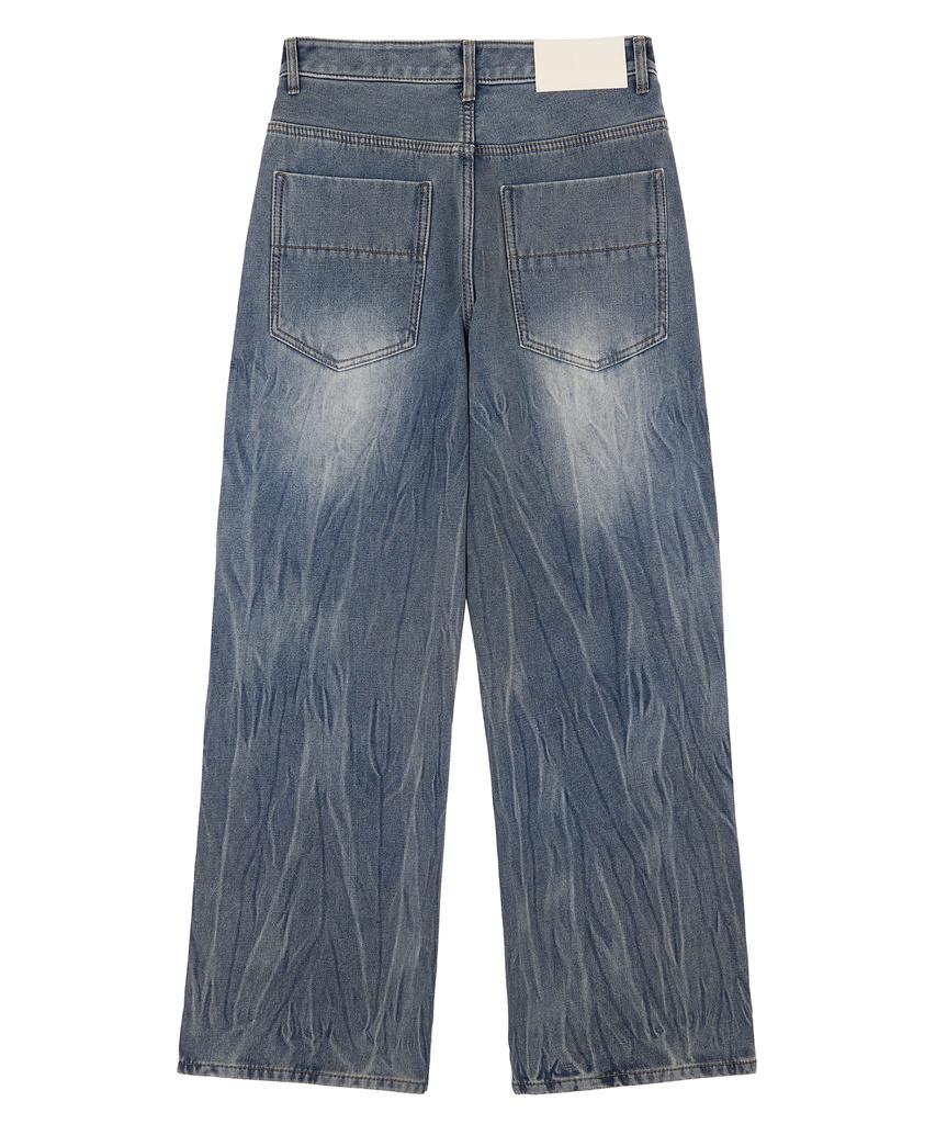 DECET [Fleece-Lined Bonded] Mid Rise Wide Jeans Dcpt027Wcrblue2
