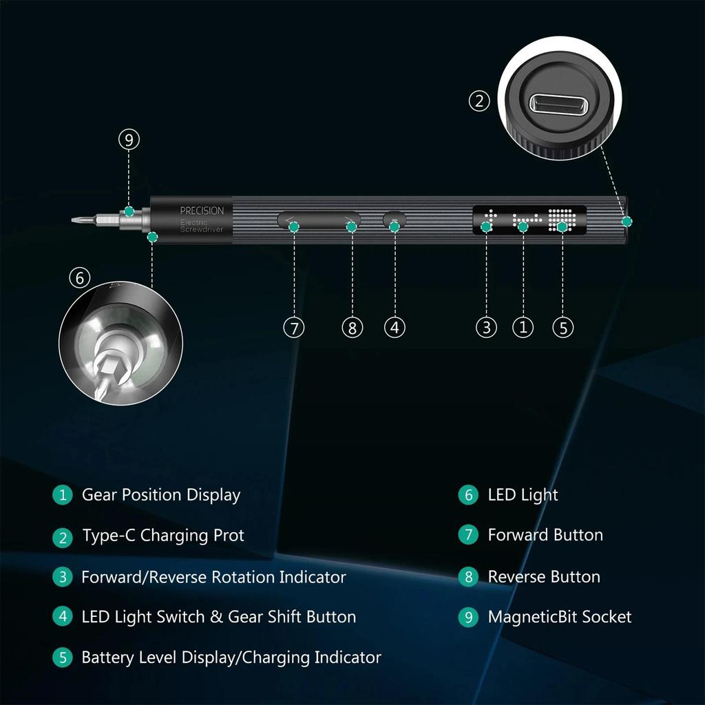 Small Electric Screwdriver 50 In 1 Screwdriver Tool 3 Torque Settings LED Light Laptop Screw Drive For Home Electronics Computer