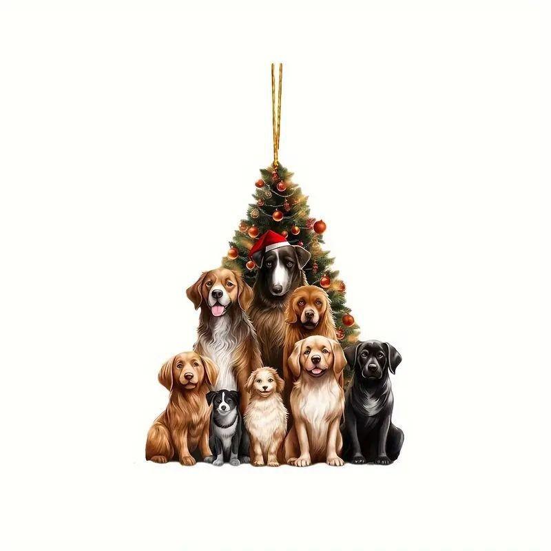 Playful Cartoon Acrylic Dog Christmas Car Decoration For Fun And Festive Look Vehicle