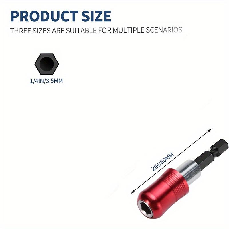 Drill Bit Extension, Quick Release Magnetic Drill Bit Holder Tool Kit with 1/4” Hex Shank Compatible Suitable Self 3 Sizes Optio