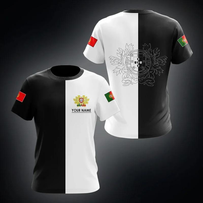 3D Portugal National Emblem Graphic T Shirt for Men Clothing Casual Unisex Short Sleeved Tee Shirts Streetwear Y2k Tops T-shirt