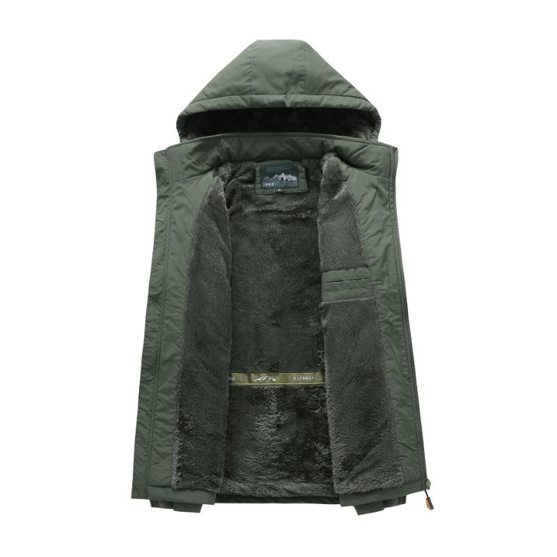 Autumn and Winter Fleece Jacket Men's Outdoor Casual Jacket Middle-aged and Young People Thickened Warm Padded Jacket Large Size Padded Jacket Men