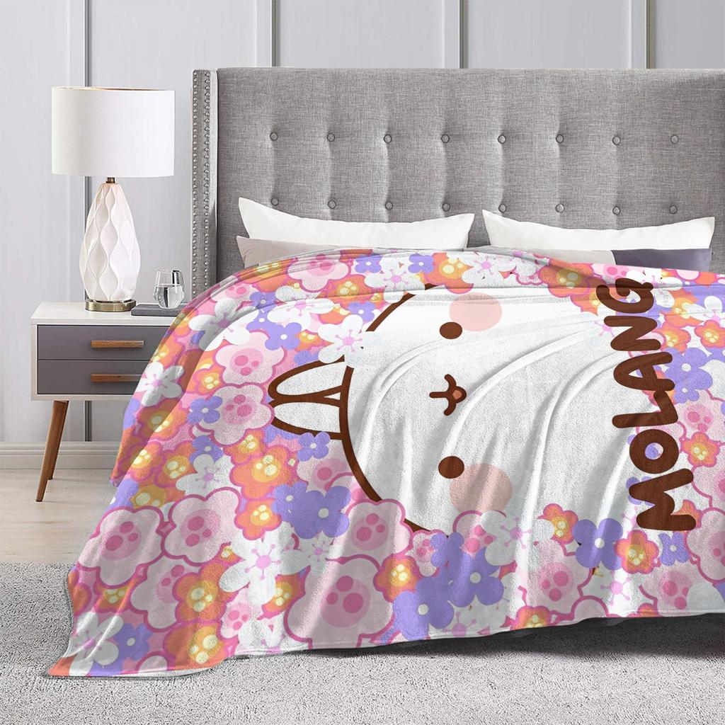 Cute Anime M-Molangs Blankets Coral Fleece Plush Winter Breathable Ultra-Soft Throw Blankets for Sofa Outdoor Bedding Throws