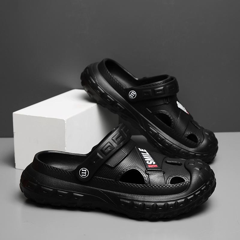 Summer men's slip-flops toe-wrapped platform teen sandals men's breathable non-slip lightweight beach shoes