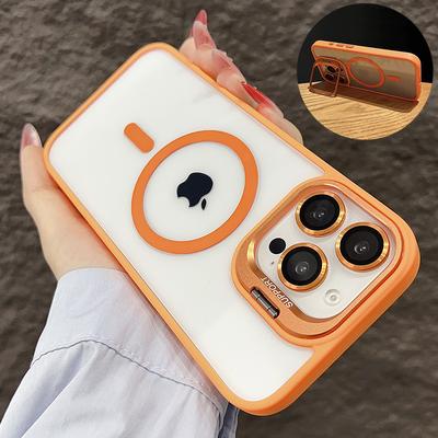 Funda Magnética Antigolpes de Lujo para iPhone 15 16 14 13 12 11 Pro Max Para Magsafe Funda con Soporte Protector de Lente de Cristal Cubierta