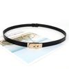 Women's Leather Decorative Buckle Pull-Through Waistband Belt for Skirts and Suits - Punch-Free Design.