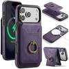 2 in 1 Detachable  Leather Phone Case for IPhone 17 16 Pro Max 15 14 Plus Air 16E 17E 13 12 Ring Card Wallet for MagsafeCover
