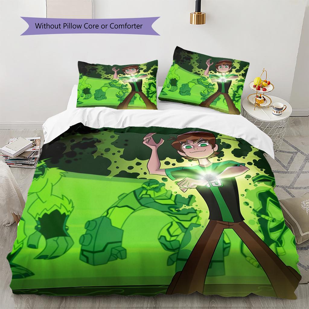 Ben 10  Pattern Bedding Quilt Set  Home Decoration  Gift (1 * duvet cover + 2 * pillowcase  without core)
