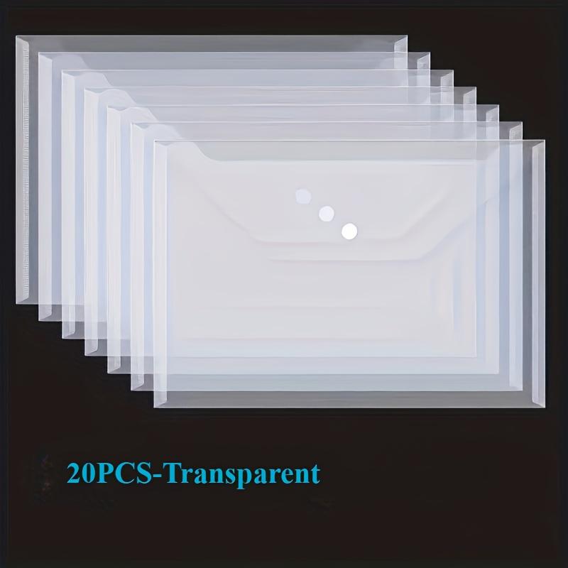 

20pcs/50pcs, Plastic Envelope, Transparent Reusable Envelope File Folder with Buttons, A4 Size, for School Office Supplies