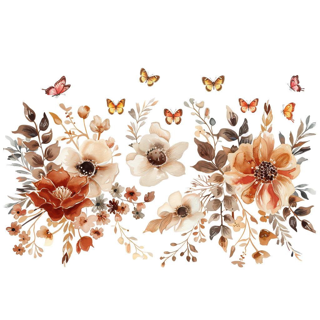 

Butterfly Floral Wall Sticker Removable Elegant Living Room Home Decor Art 21.5x39cm разноцветный