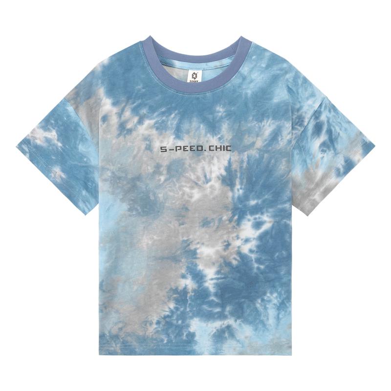 

Zuoxi 2025 New Boys Tie-Dye Pure Cotton Short Sleeve T-Shirt 140