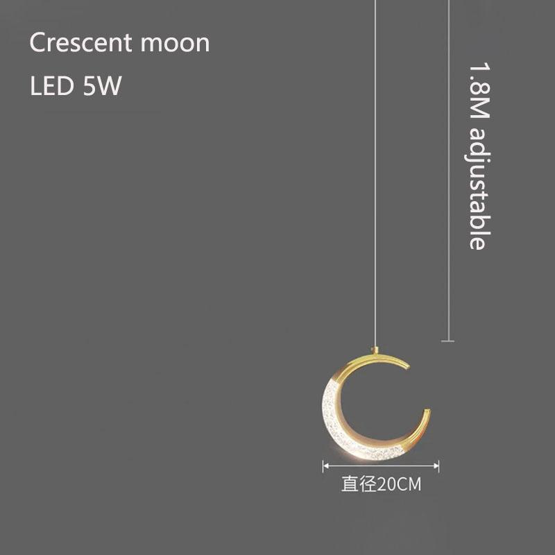 

Светодиодные подвесные светильники Moon, скандинавское внутреннее освещение, художественная лампа для гостиной, дома, спальни, прикроватные украшения, подвесные светильники, блеск 6000K white light