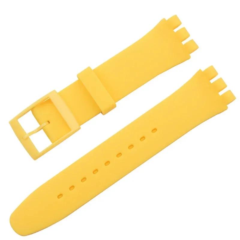 Correa de silicona impermeable para reloj Swatch, pulsera de goma suave para hombre y mujer, correa de repuesto de 16/17/19/20 mm.