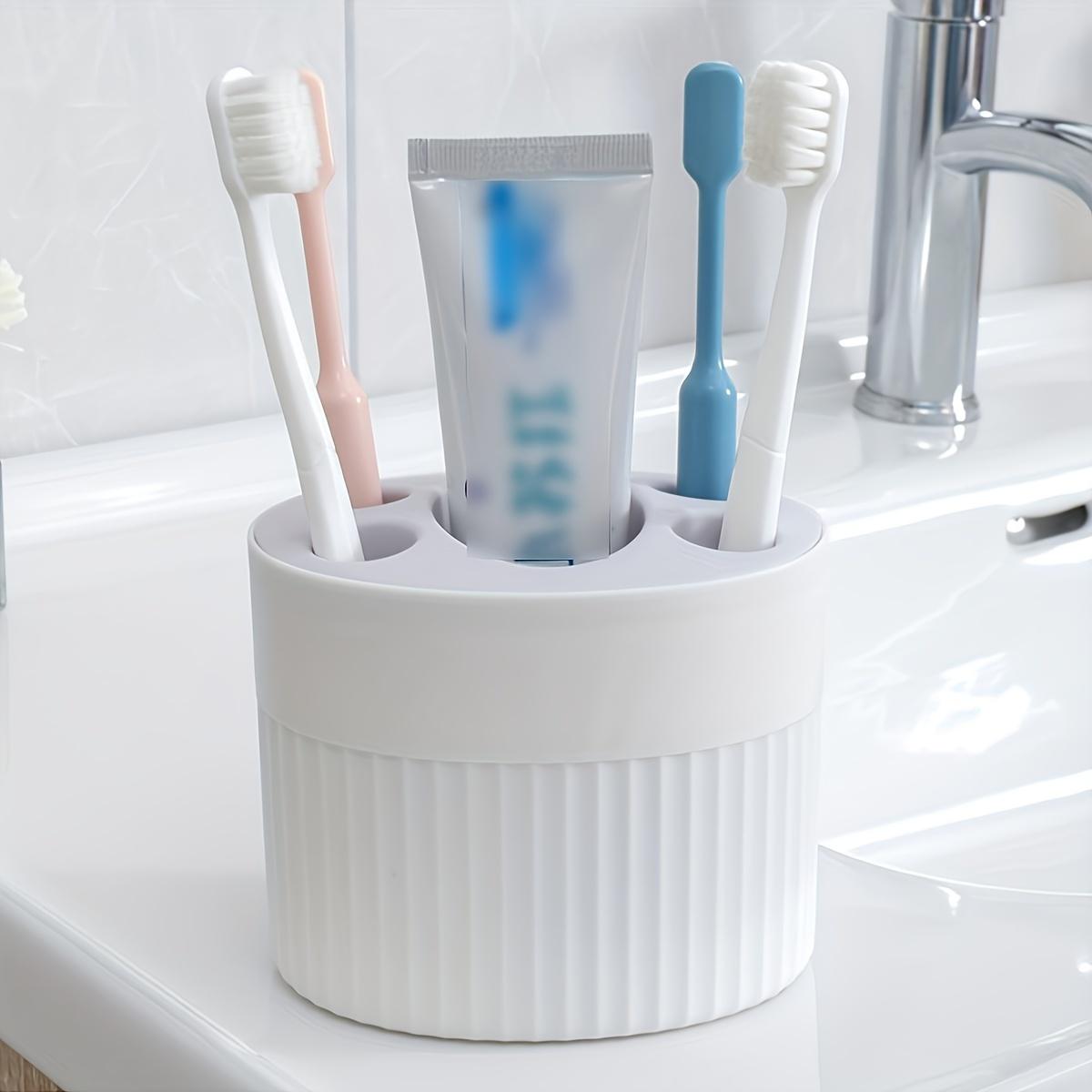 

4 Slot Toothbrush Holder ABS Plastic Bathroom Organizer Freestanding Toothpaste Stand with Drain Holes for Home Gift Festival белый