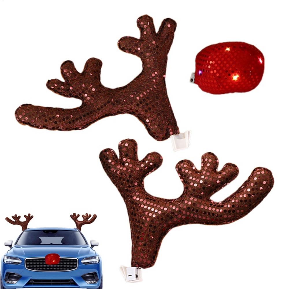 Christmas Car Decor Christmas With LED Light Funny Vehicle Exterior Deer Costume Accessories For Winter Holiday New Year Family