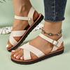 Women'S Summer Flat Sandals Open Toe Cross Strap Roman Style Comfortable Synthetic Cover with EVA Sole