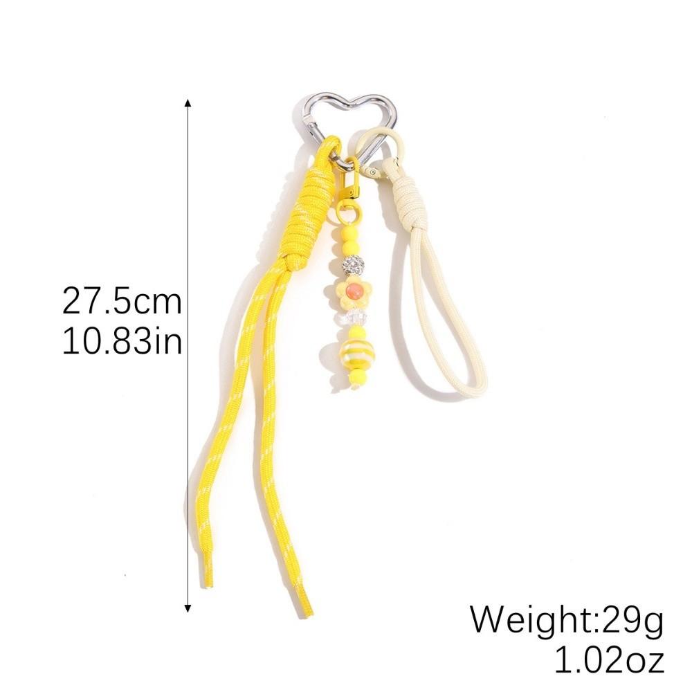 New Colored Hand Woven Keychain Braided Rope Bowknot Bag Pendant Leather Heart Buckle Mobile Phone Lanyard Gifts
