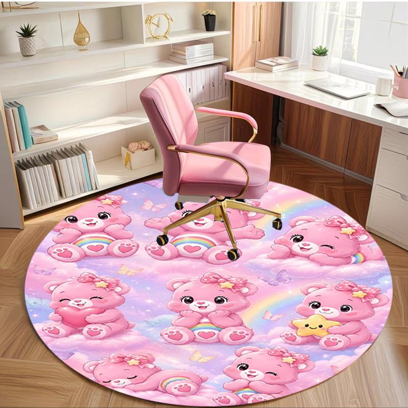Care Bears Print Round Rug, Washable Floor Carpet, For Entryway Dorm Laundry Room Office Study, Home Decor Birthday Christmas Gift