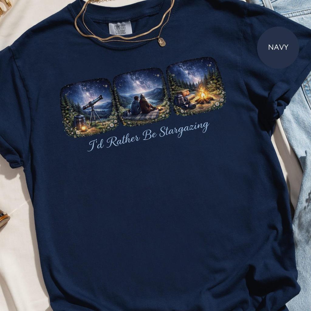 Stargazing T Shirt, Astronomy Lover Tee, Milky Way Galaxy Art