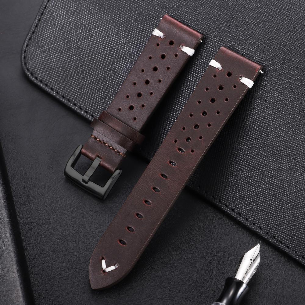 20mm 22mm Universelles Echtes Rindsleder Uhrenarmband Vintage Ölwachs Lederarmbänder für Männer Frauen Atmungsaktives Armband Gürtel Zubehör