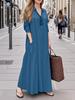 Women's Long Sleeve Shirt Dress Loose Fit Casual Long Length Shirt Dress with Collar and Side Pockets Suitable for Daily Wear
