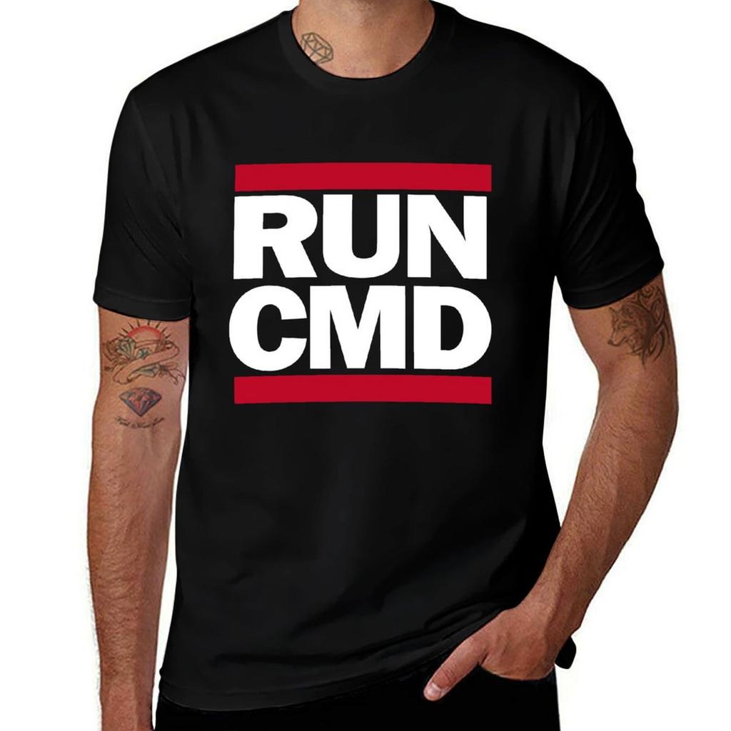 RUN CMD Parody Classic T-Shirt T Shirts for Man Pack Cotton Anime T Shirts for Man Cotton T Shirts High Quality T-Shirt