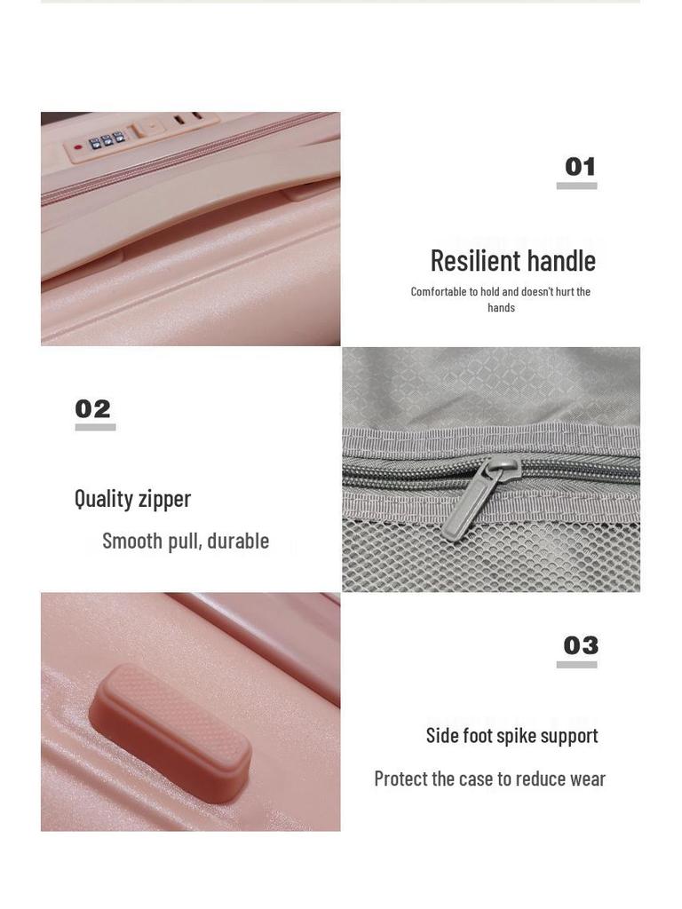 New Lightweight 20'' Student Carry-On Suitcase with Silent Universal Wheels for Women