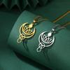 Crescent Moon Lotus Pendant Mace Necklace for Women Stainless Steel Jewelry Neck Link Chain Valentine's Day Christmas Gifts New