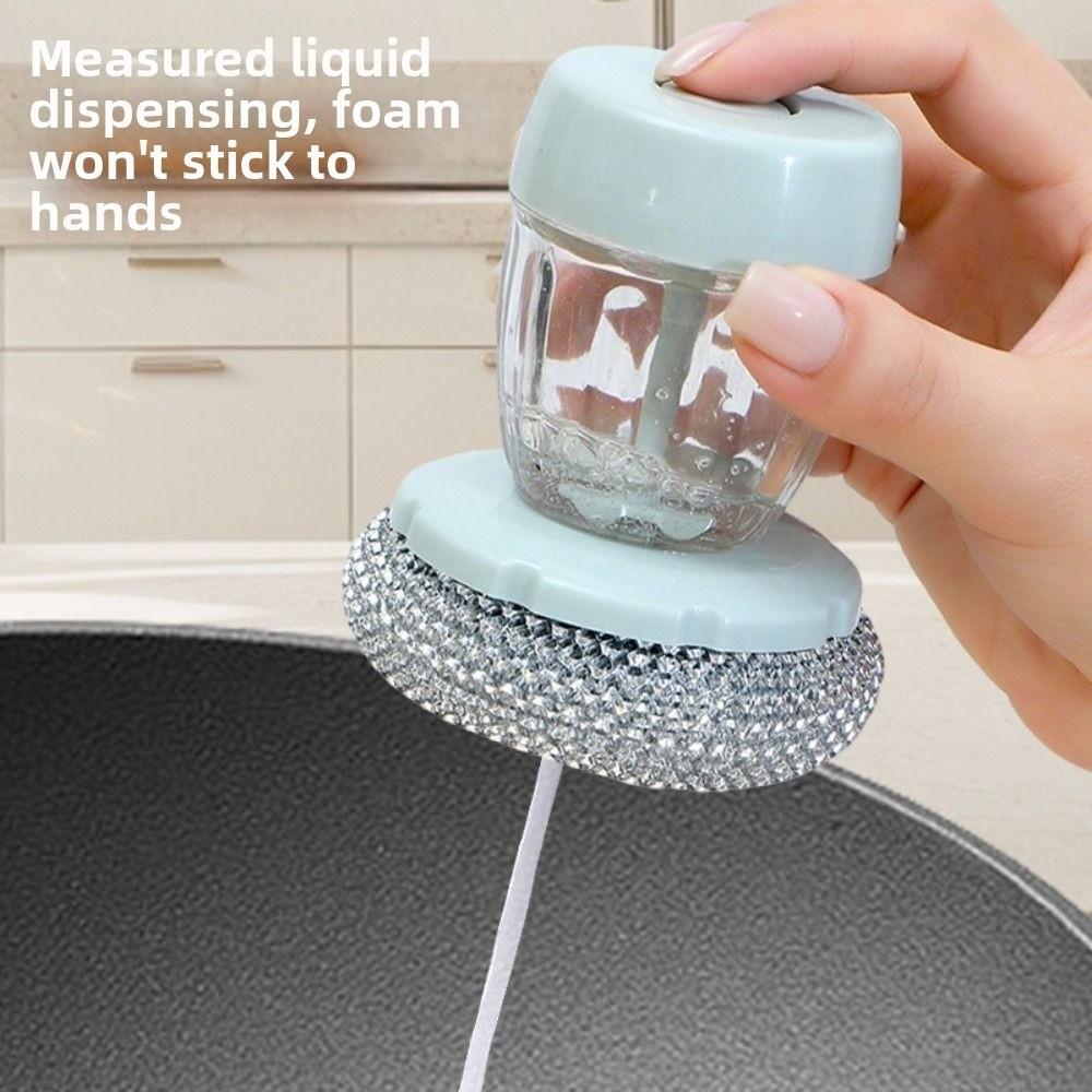 Plastic Soap Dispensing Dish Brush Soft Foam Fast Cleaning Kitchen Pot Brush Press Soap Dispenser Cleaning Brush