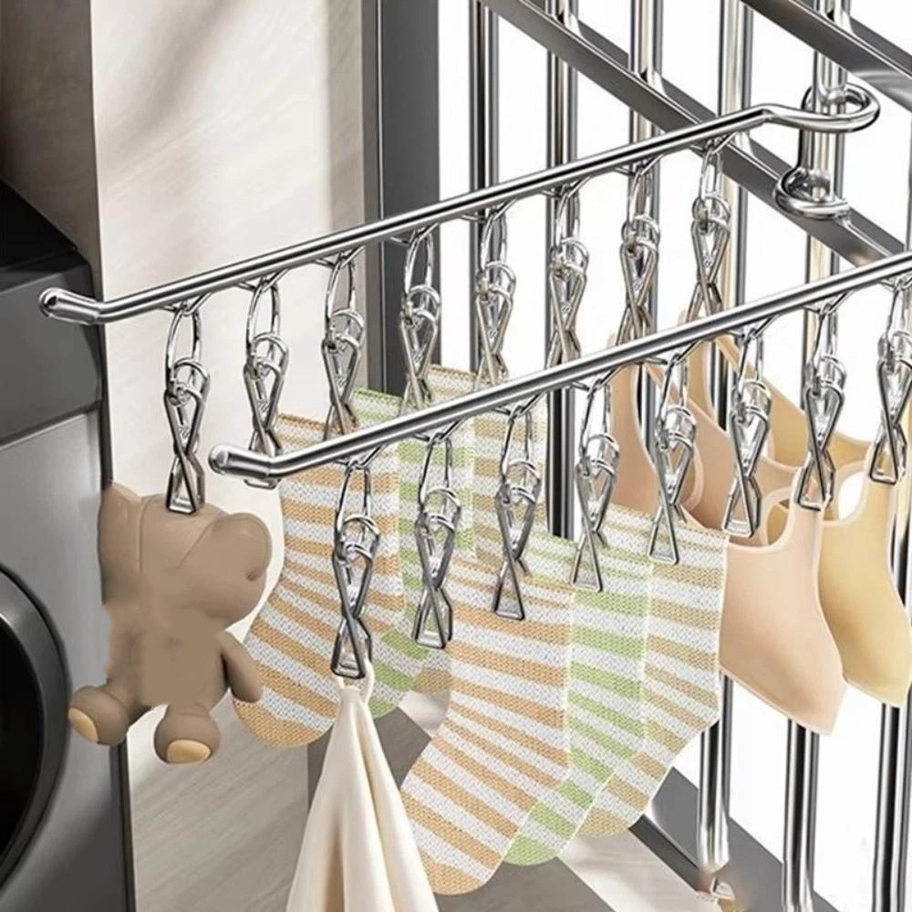 Stainless Steel Socks Drying Rack 8/10 Clips Drying Clips Durable Laundry Hanger  Closet Organizer