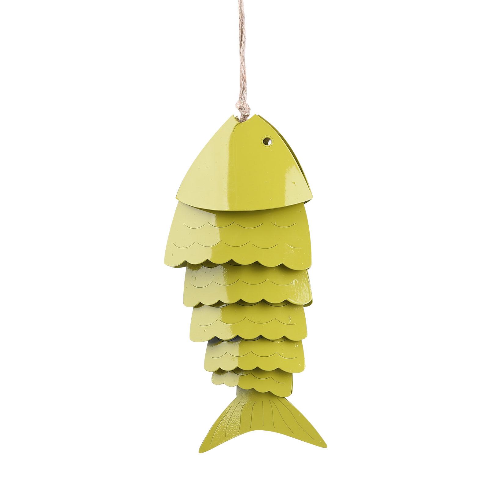 Colored Koi Fish Wind Chime Vintage Metal Wall Hanging Art Crafts Sculpture Outdoor Garden Home Decorations Gift verde