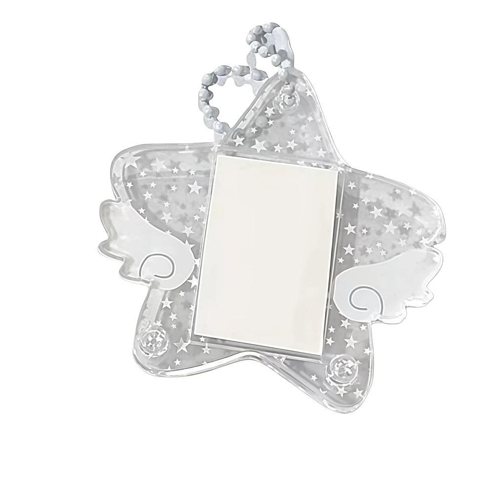 Star Wings Series Photocard Holder 1 Inch Five-pointed Star Wing Acrylic Frame Keychain Transparent Backpack Pendant
