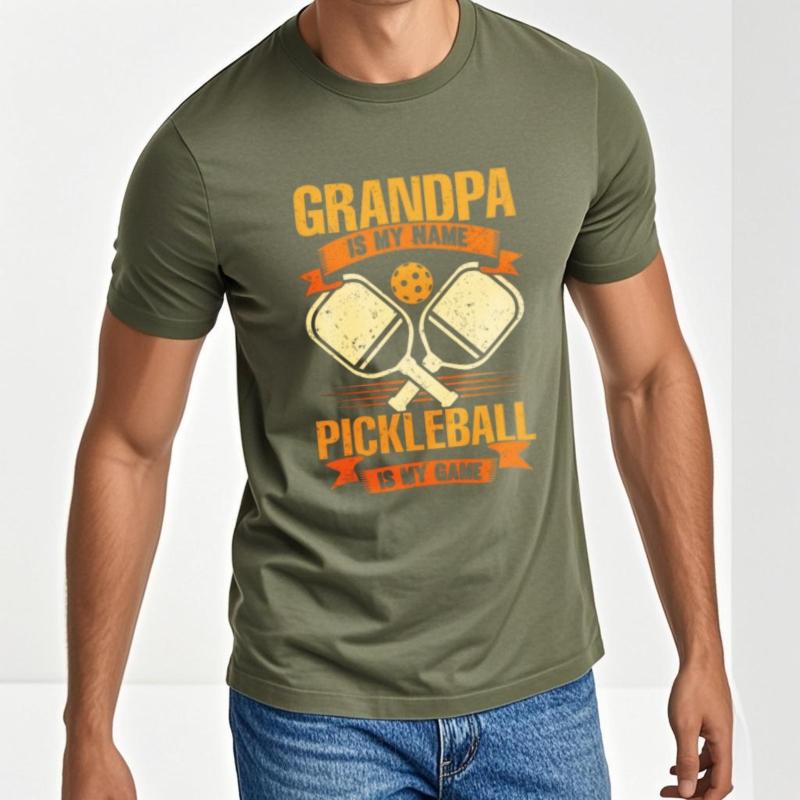 Rock Unisexs Tshirt Round Neck T Shirt Unisex Grandpa Is My Name Pickleball Is My Game Basic For Unisex Tees Relaxed Fit Tshirt