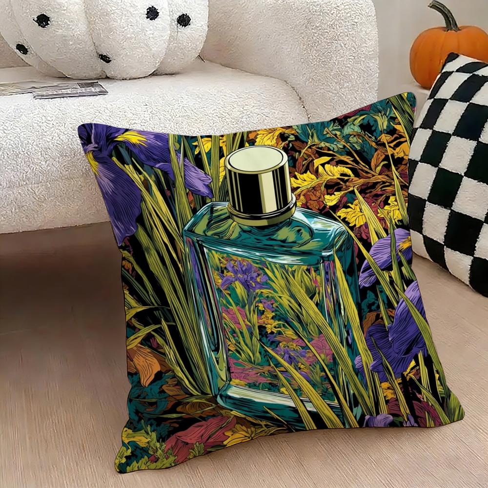 Luxury perfume illustration Cushion Cover Natural Linen Double Sided Print Throw Pillow Case for Sofa Couch Home Decor