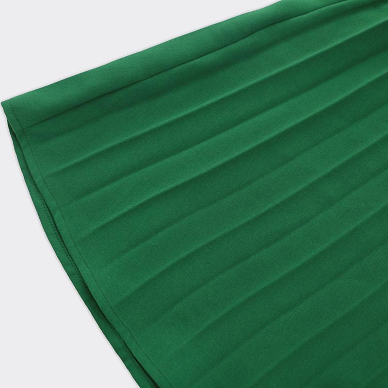 Damski dekolt w kształcie litery V, rękaw bąbelkowy, plisowany, jednolity kolor, szczupły temperament, długie sukienki