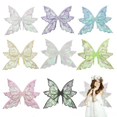 Feenflügel für Mädchen Glitzer Transparent Schmetterlingsflügel Feenkostüm Halloween Engel Elfe Verkleidungszubehör für Maskerade Fotografie