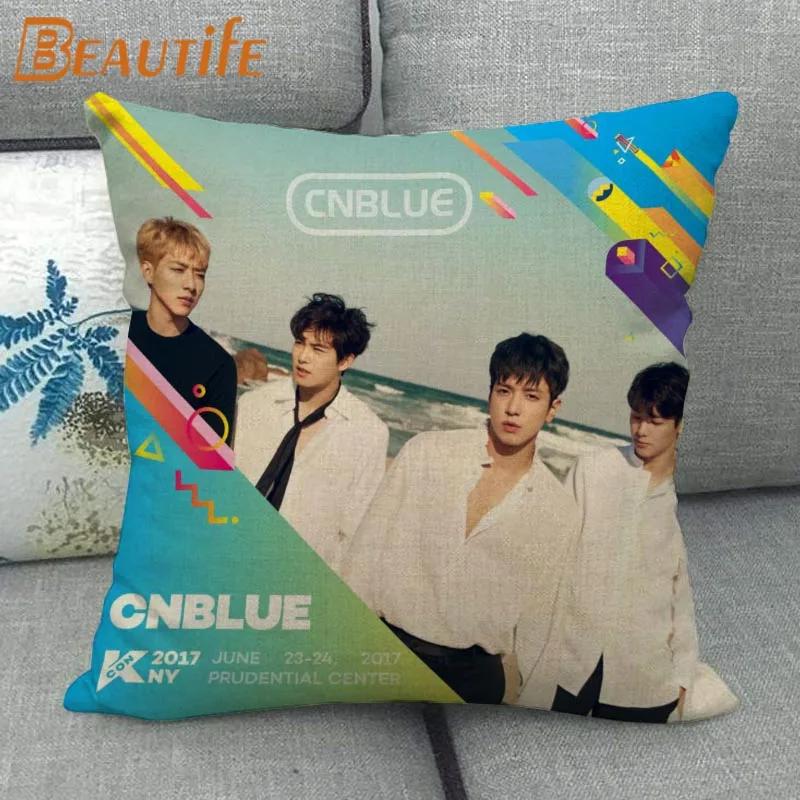 45X45cm CNBLUE KPOP Pillow Cover Square Zipper Cotton Linen Fabric Pillow Cases Bedroom Home Decorative Boys Girls Gift