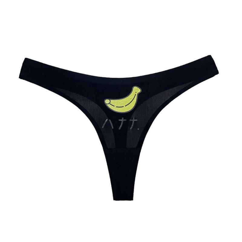 Women's Spring and Summer A Piece of Ice Silk Without Trace Cartoon Sexy Fitness Exercise Yoga Thong Underwear