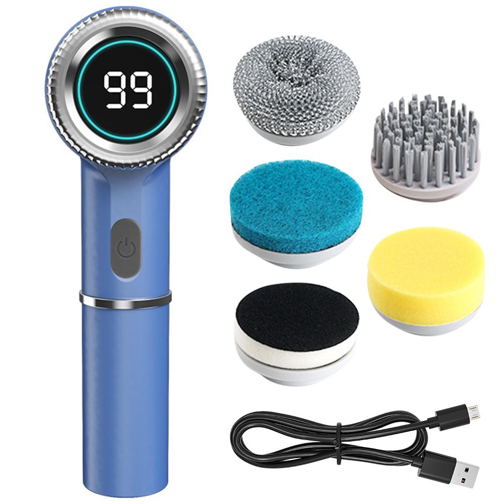 

5 In 1 Electric Spin Cleaner Handheld Wireless Power Scrubber USB Charging with 5 Replaceable Brush Heads for Kitchen Bathroom China Mainland