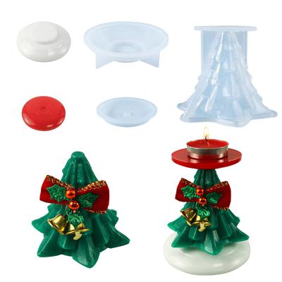 DIY Drip Glue Mold Retro Christmas Tree Candlestick Mold Resin Ornament Silicone Mold