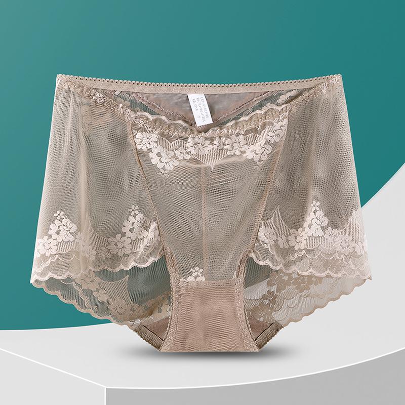 

Кружевные женские бесшовные трусики с высокой талией и контролем живота - Большой размер, Дышащие XXL