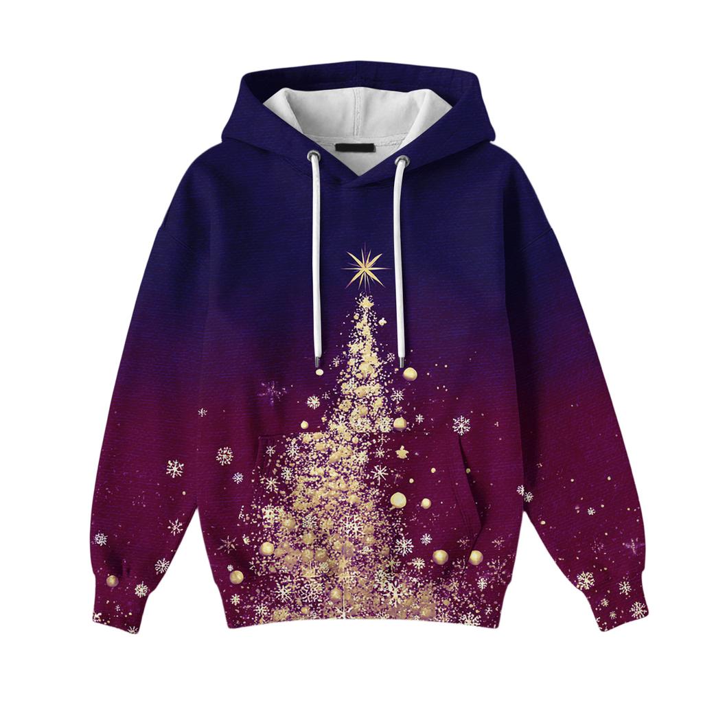 Vánoční mikiny pro ženy Vtipné roztomilé potištěné sváteční mikiny Zimní nadměrné pulovrové topy