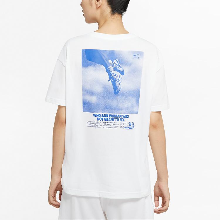 Nike Dri-FIT Basketball Graphic Print Crew Neck T-Shirt Women Tops White CV0951-100