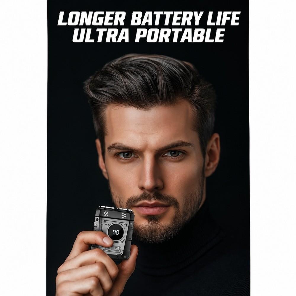 Portable Electric Shaver Waterproof Mini Shaver Mecha Punk Style Beard Razor Men
