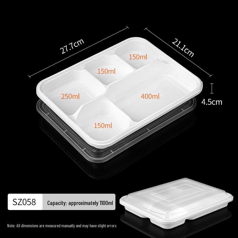Moruona Disposable 5-Compartment Meal Prep Containers