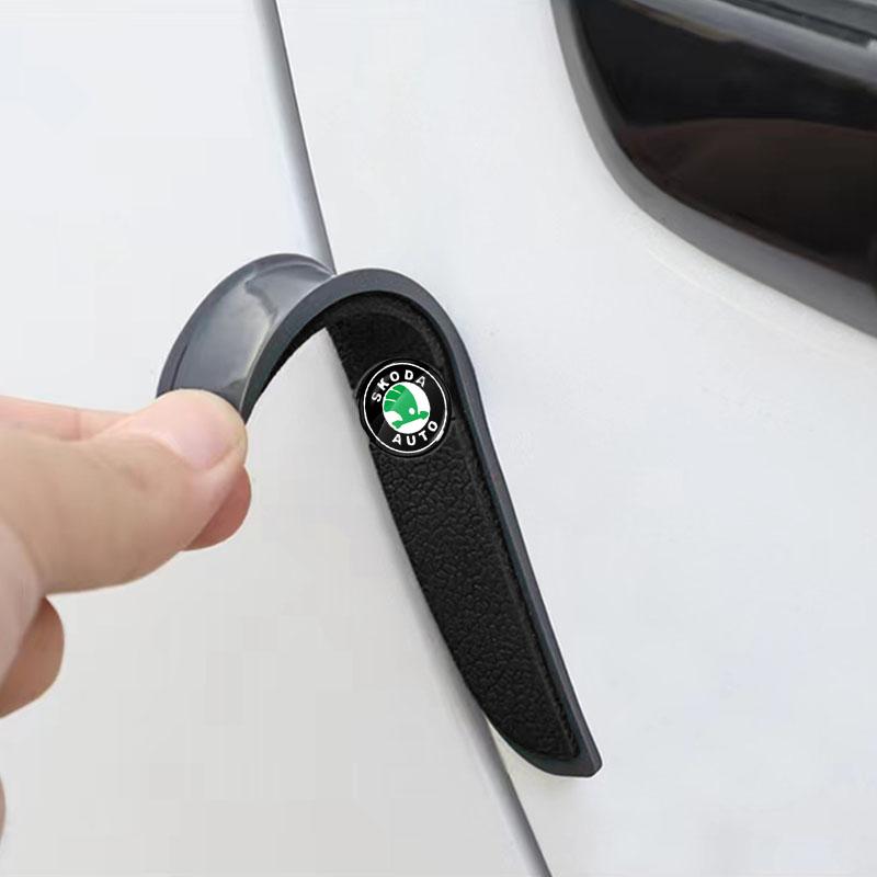 4 ks Ochranný proužek proti kolizi dveří auta Samolepka na ochranu zpětného zrcátka Pro Škoda Octavia Superb Rapid Kodiaq Karoq Fabia Kamiq Roomster Citigo