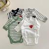 Infant Long-Sleeve Snap Crotch Bodysuit Pajamas with Oblique Placket