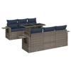 7 Piece Garden Sofa Set with Cushions Gray Poly Rattan